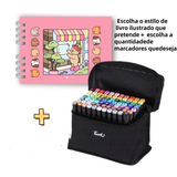 Kit De Livro Para Colorir De Capa Dura 50 Páginas + 24/36/60/80 Cores Caneta Marcadora De Ponta Dupla