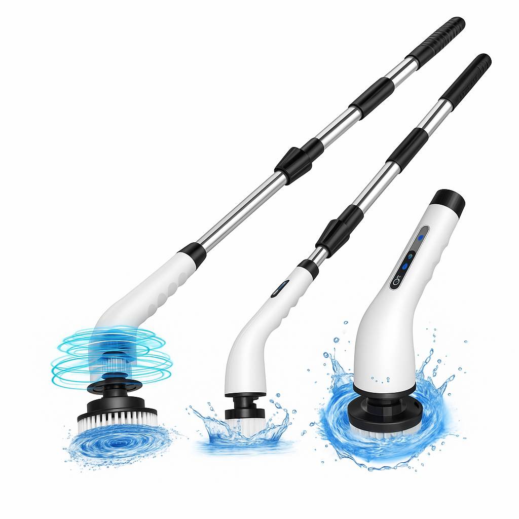 Escova Elétrica Avicii Express® para Limpeza Profunda + 7 Esfregões + Cabo Extensor