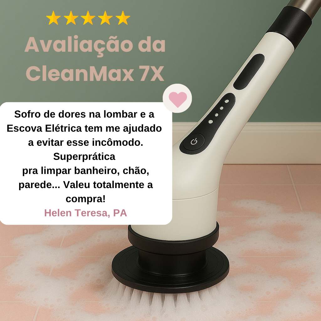 Escova Elétrica Avicii Express® para Limpeza Profunda + 7 Esfregões + Cabo Extensor