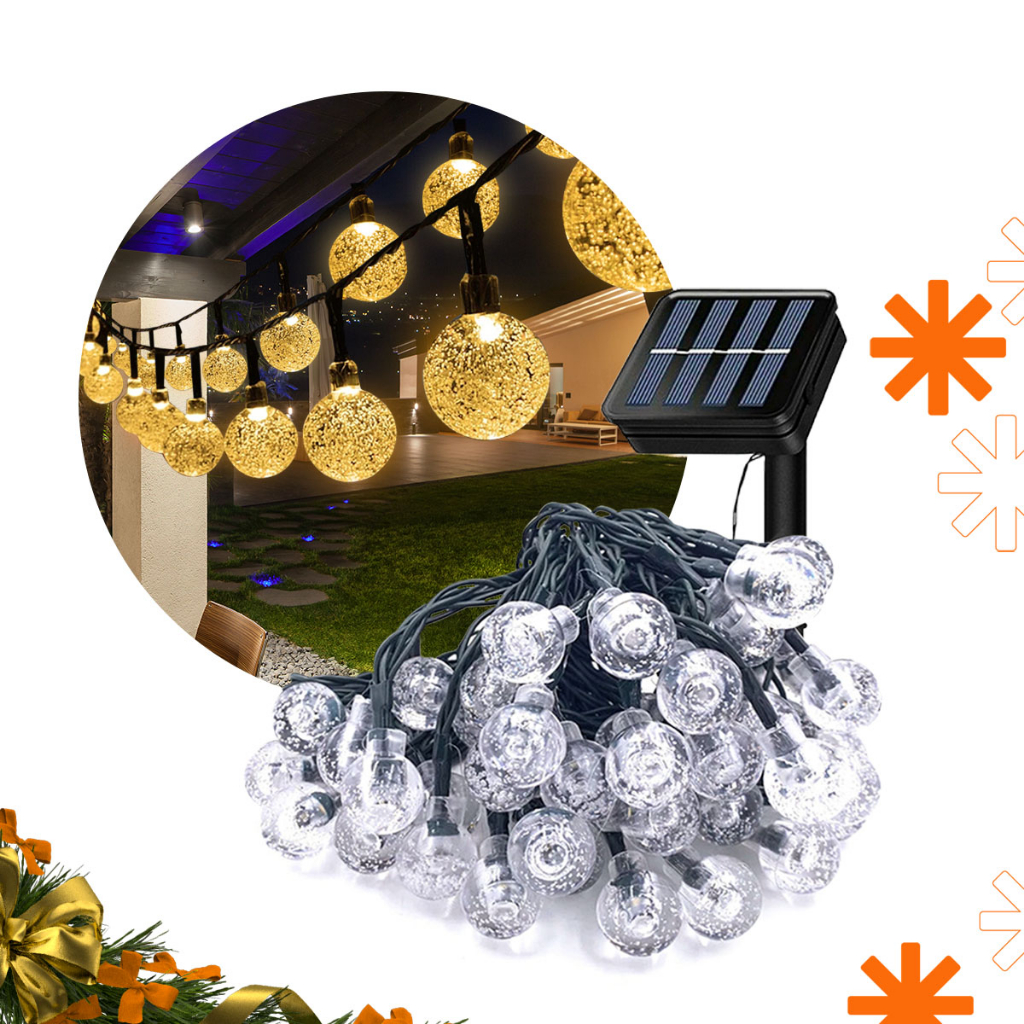 Pisca Pisca  Avicii Express® Varal Lâmpadas Solar 30 Led Enfeites de Natal 5m Cordão Luzes Externo Decoração Jardim Bolinha Iluminação