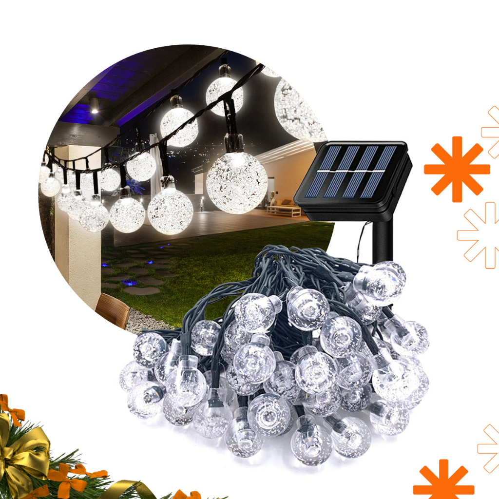 Pisca Pisca  Avicii Express® Varal Lâmpadas Solar 30 Led Enfeites de Natal 5m Cordão Luzes Externo Decoração Jardim Bolinha Iluminação