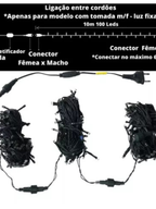 Cordão Pisca Pisca Strobo 10 metros Luz Branco Quente ou Branco Frio 100 LEDs Fio Verde C/ Emenda