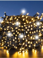 Cordão Pisca Pisca Strobo 10 metros Luz Branco Quente ou Branco Frio 100 LEDs Fio Verde C/ Emenda