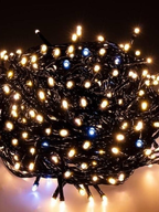 Cordão Pisca Pisca Strobo 10 metros Luz Branco Quente ou Branco Frio 100 LEDs Fio Verde C/ Emenda