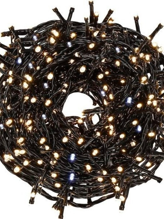 Cordão Pisca Pisca Strobo 10 metros Luz Branco Quente ou Branco Frio 100 LEDs Fio Verde C/ Emenda