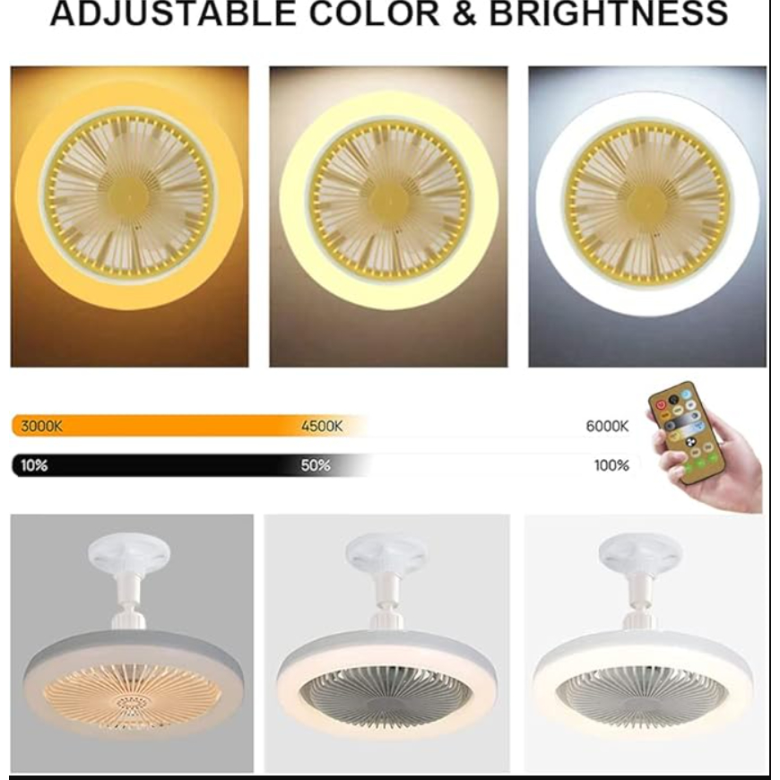 Ventilador luminária 5 folhas grande de Teto com aroma silencioso e economico turbo controle remoto E27 Bivolt 50w