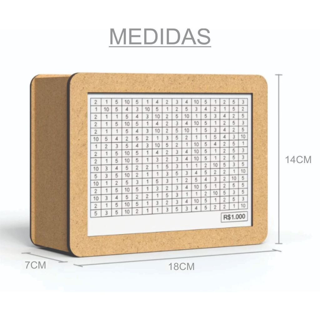 Kit 2 Cofres Woodbox MDF Marrom Desafio Japones 1000 5000 10000