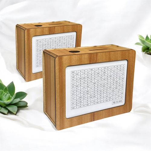 Kit 2 Cofres Woodbox MDF Marrom Desafio Japones 1000 5000 10000
