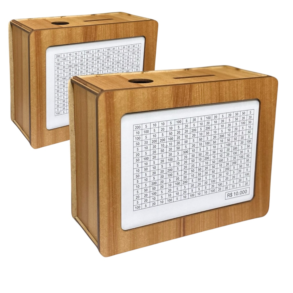 Kit 2 Cofres Woodbox MDF Marrom Desafio Japones 1000 5000 10000