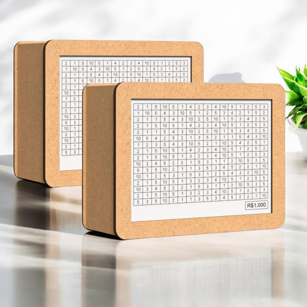 Kit 2 Cofres Woodbox MDF Marrom Desafio Japones 1000 5000 10000