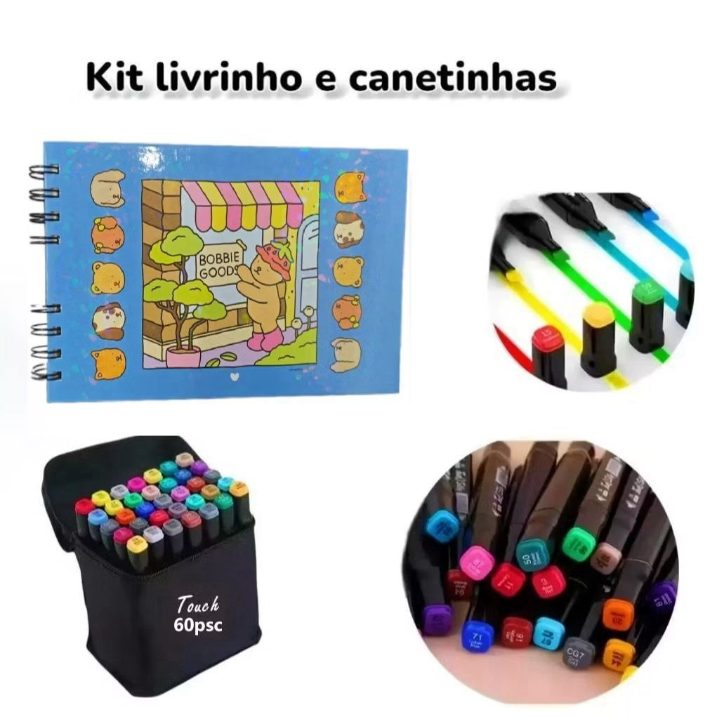 Livro De Colorir Bobbie Goods com Kit 24 Canetas Avicii Express®