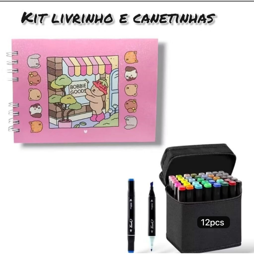Livro De Colorir Bobbie Goods com Kit 24 Canetas Avicii Express®