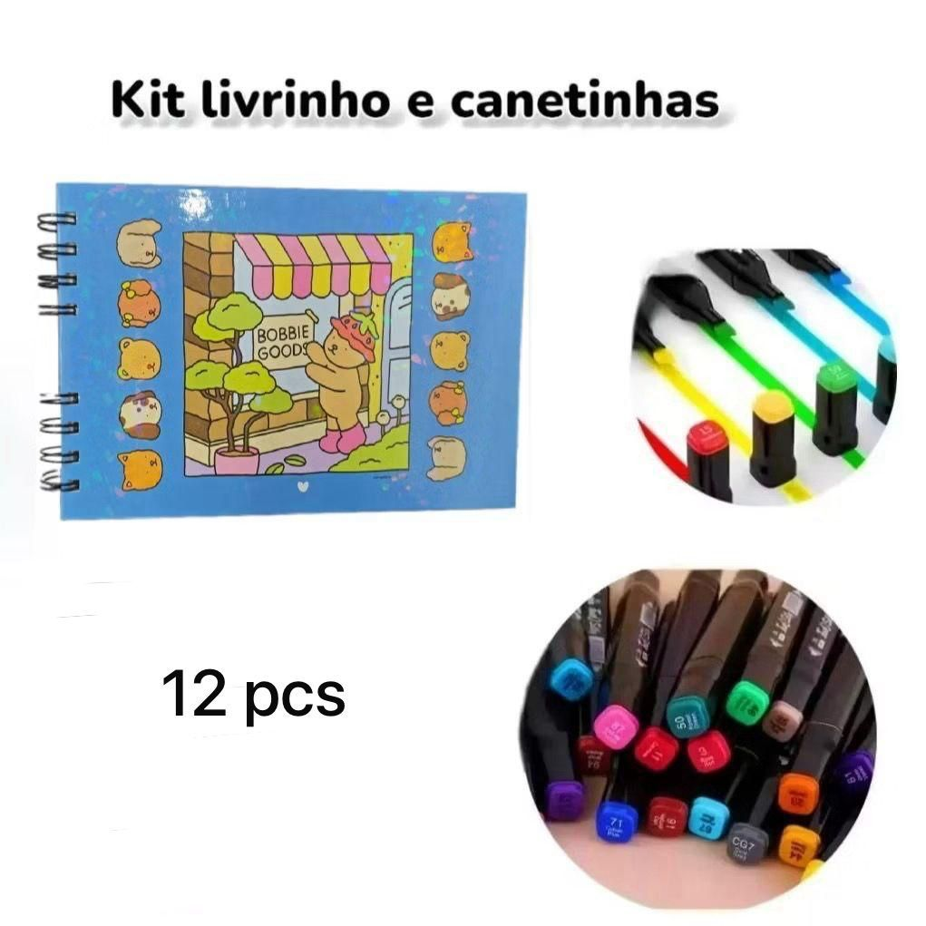 Livro De Colorir Bobbie Goods com Kit 24 Canetas Avicii Express®