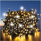 Cordão Pisca Pisca Strobo  Avicii Express® 10 metros Luz Branco Quente ou Branco Frio 100 LEDs Fio Verde C/ Emenda