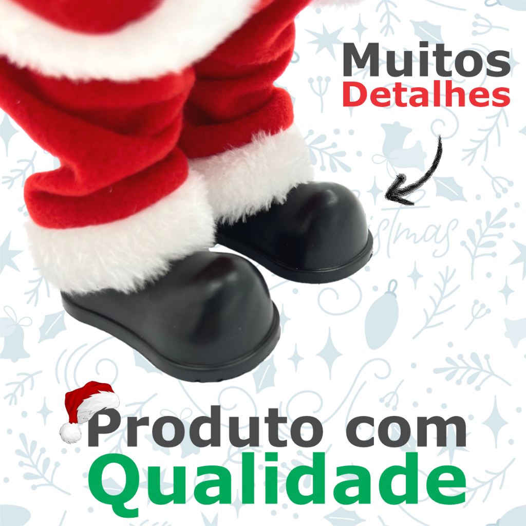 Boneco Papai Noel Dançarino Mexe Bumbum Musical Com Luzes Led Decoração Natal