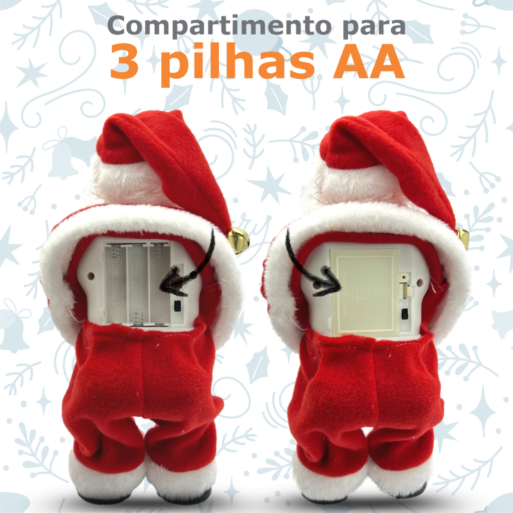 Boneco Papai Noel Dançarino Mexe Bumbum Musical Com Luzes Led Decoração Natal
