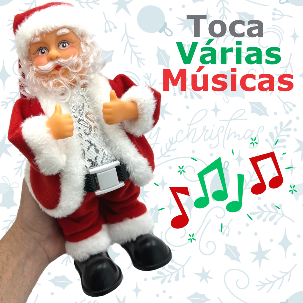 Boneco Papai Noel Dançarino Mexe Bumbum Musical Com Luzes Led Decoração Natal