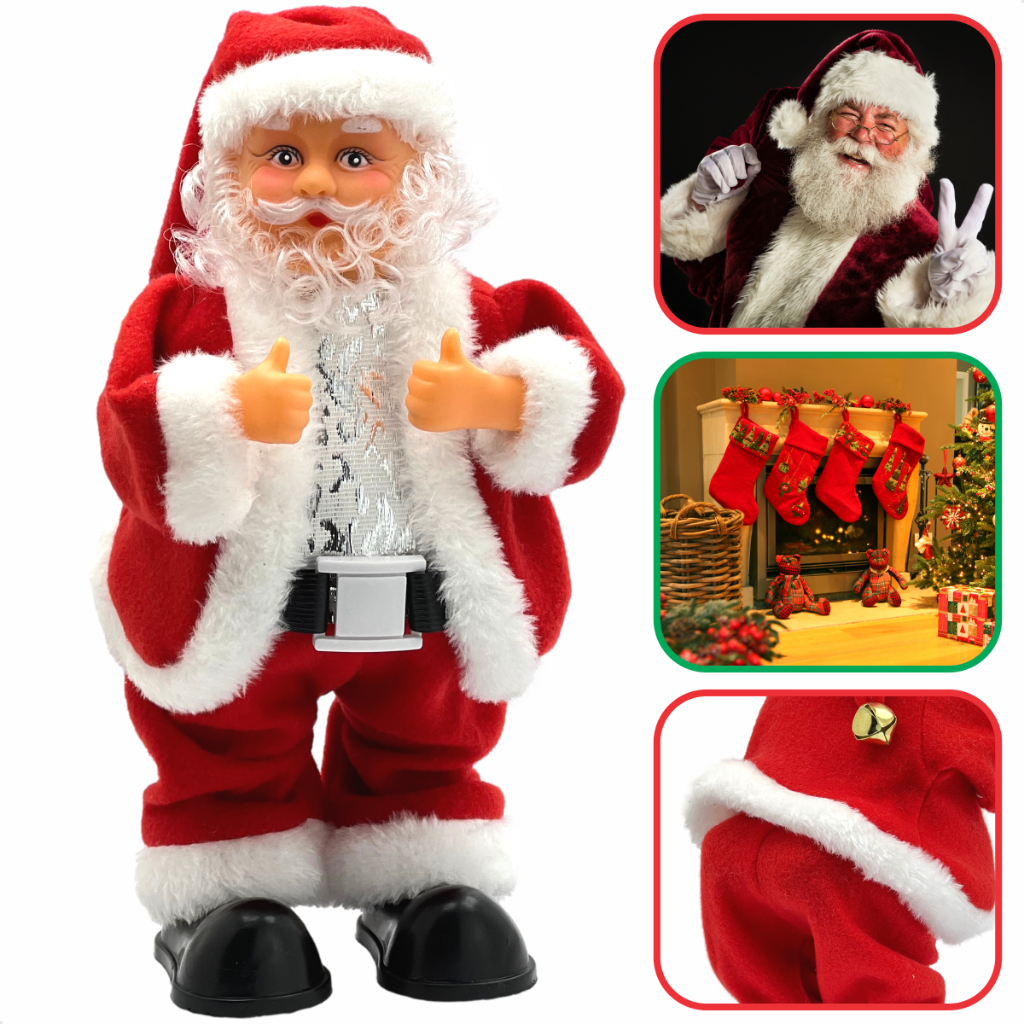 Boneco Papai Noel Dançarino Mexe Bumbum Musical Com Luzes Led Decoração Natal