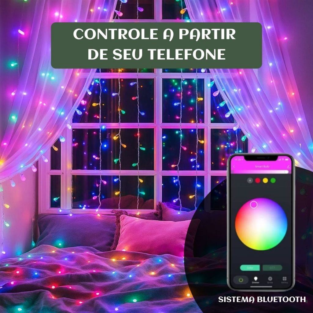 Pisca Pisca 100 Leds 10m Natal Smart Bluetooth USB 100 Controle 6 Funções IP65 Prova De Água LuvinCo
