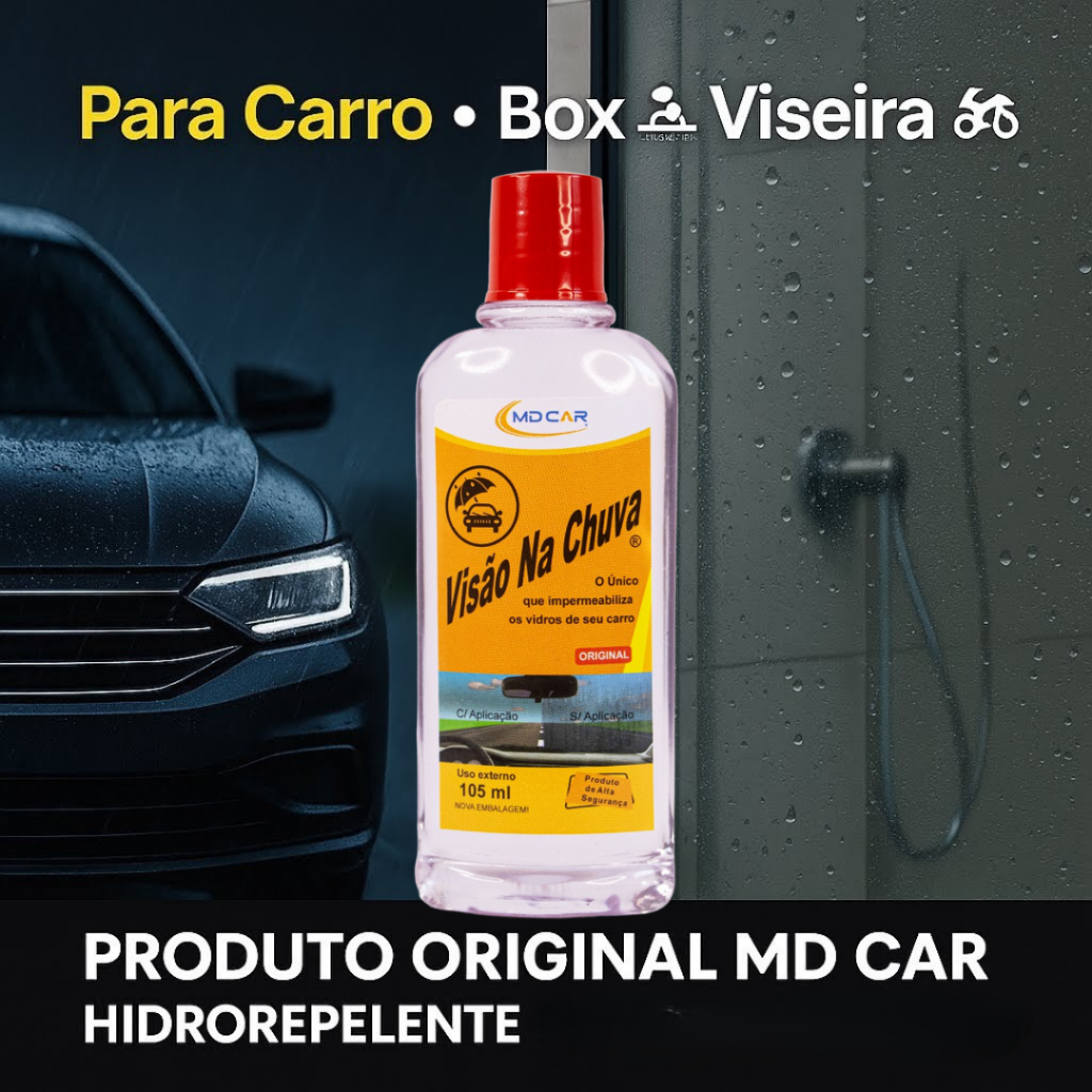 Cristalizador de Vidros MD Car 105ml – Repelente de Água | Visão na Chuva | Hidrorepelente Premium