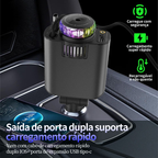 Carregador de carro retrátil com luz LED, Difusor 5 em 1 de 120 W para iPhone e Android 