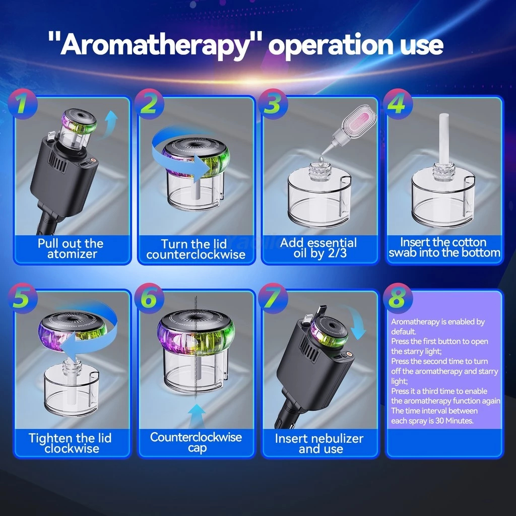 Carregador de carro retrátil com luz LED, Difusor 5 em 1 de 120 W para iPhone e Android 