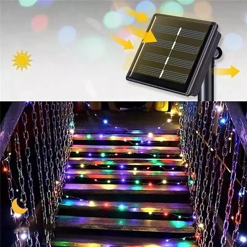 10M/20M LED luzes de corda solares ao ar livre à prova d'água luzes de Natal-Decoração de luzes para festas e encontros