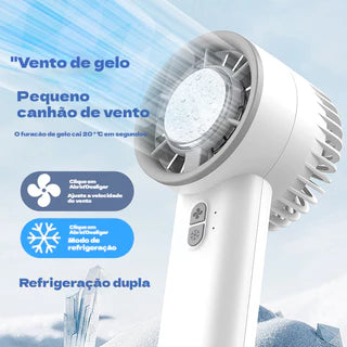 Mini Ventilador Portátil Turbo 100 níveis Vento Forte com Cooler e Display LED