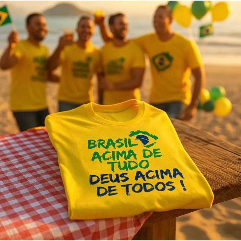 Camisa Brasil Acima De Tudo Camiseta unissex Bolsonaro País