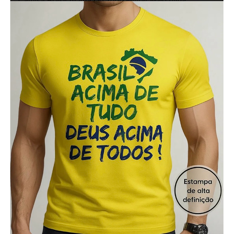 Camisa Brasil Acima De Tudo Camiseta unissex