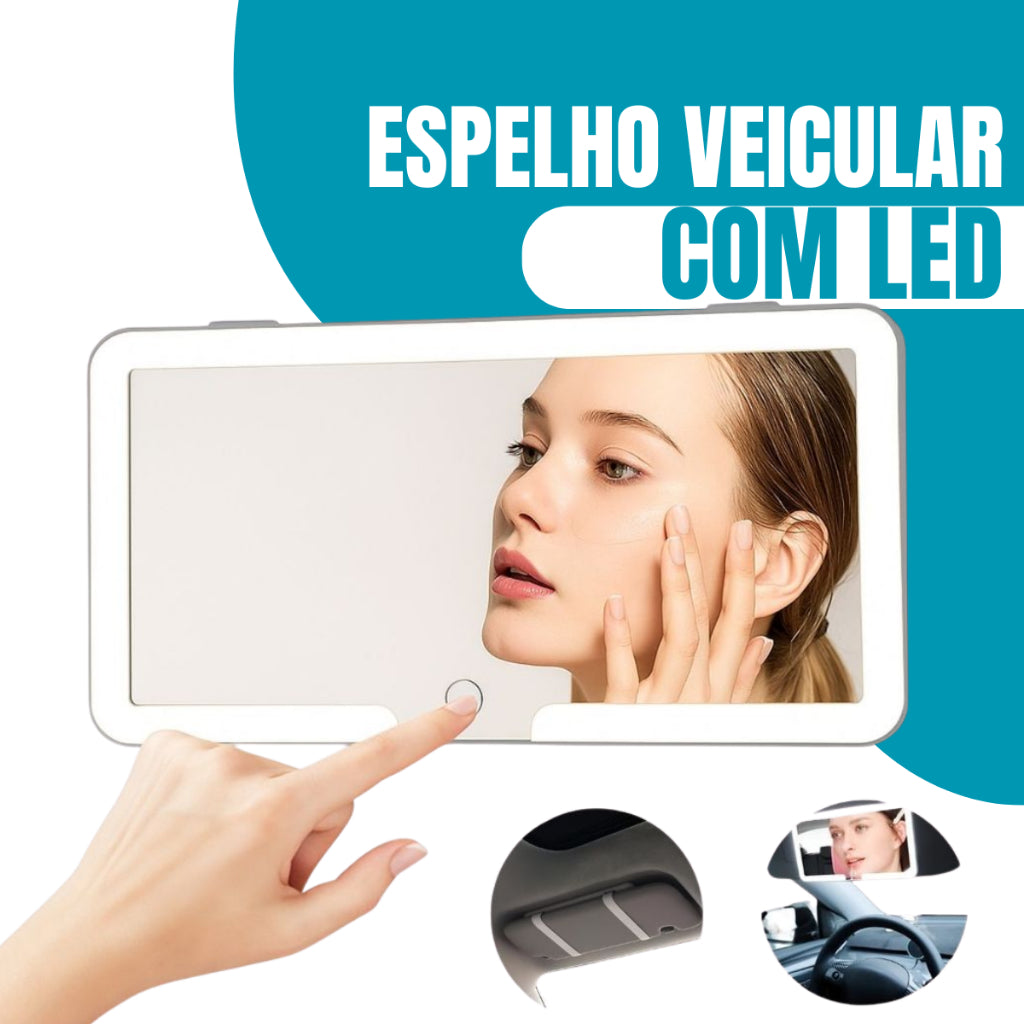 Espelho De Maquiagem Para Viseira Solar De Carro, Com 3 Modos De Luz LED, Tela Sensível Ao Toque Regulável