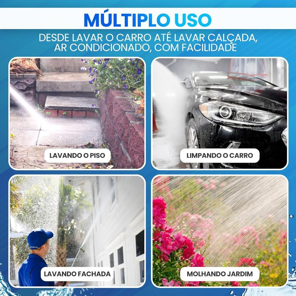 Lavadora de Alta Pressão Bivolt Portátil Profissional Sem Fio Recarregável Original - Envio Imediato