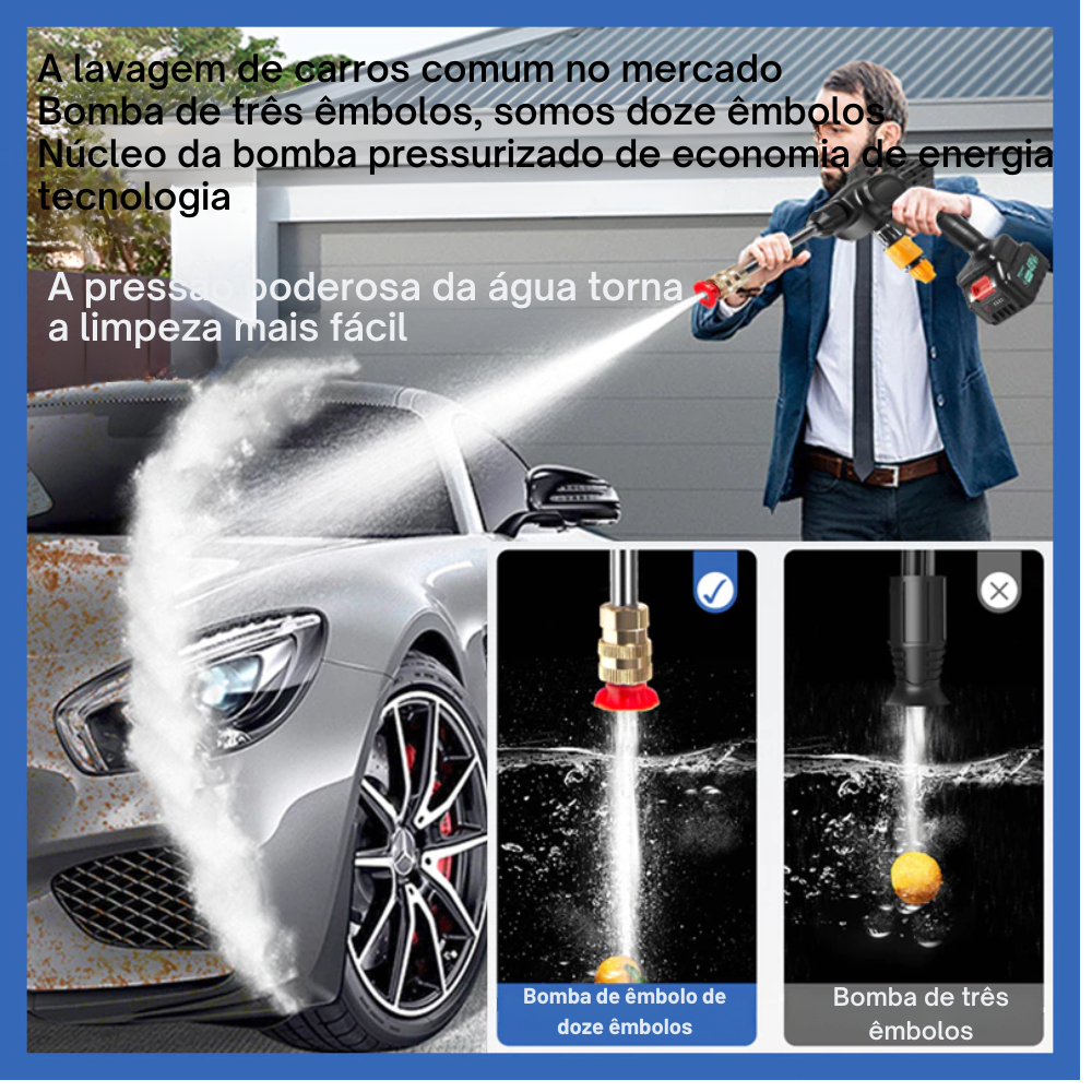 Lavadora de Alta Pressão Bivolt Portátil Profissional Sem Fio Recarregável Original - Envio Imediato