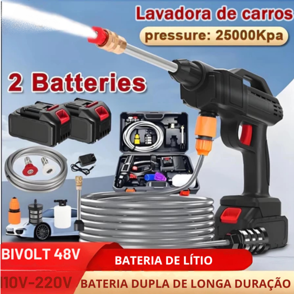 Lavadora de Alta Pressão Bivolt Portátil Profissional Sem Fio Recarregável Original - Envio Imediato