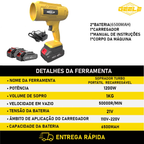 Soprador de folhas elétrico  baterias bivolt 50000rpm 1200W HigherPower  Avicii Express®