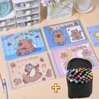 Kit De Livro Para Colorir De Capa Dura 50 Páginas + 24/36/60/80 Cores Caneta Marcadora De Ponta Dupla