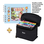 Kit De Livro Para Colorir De Capa Dura 50 Páginas + 24/36/60/80 Cores Caneta Marcadora De Ponta Dupla