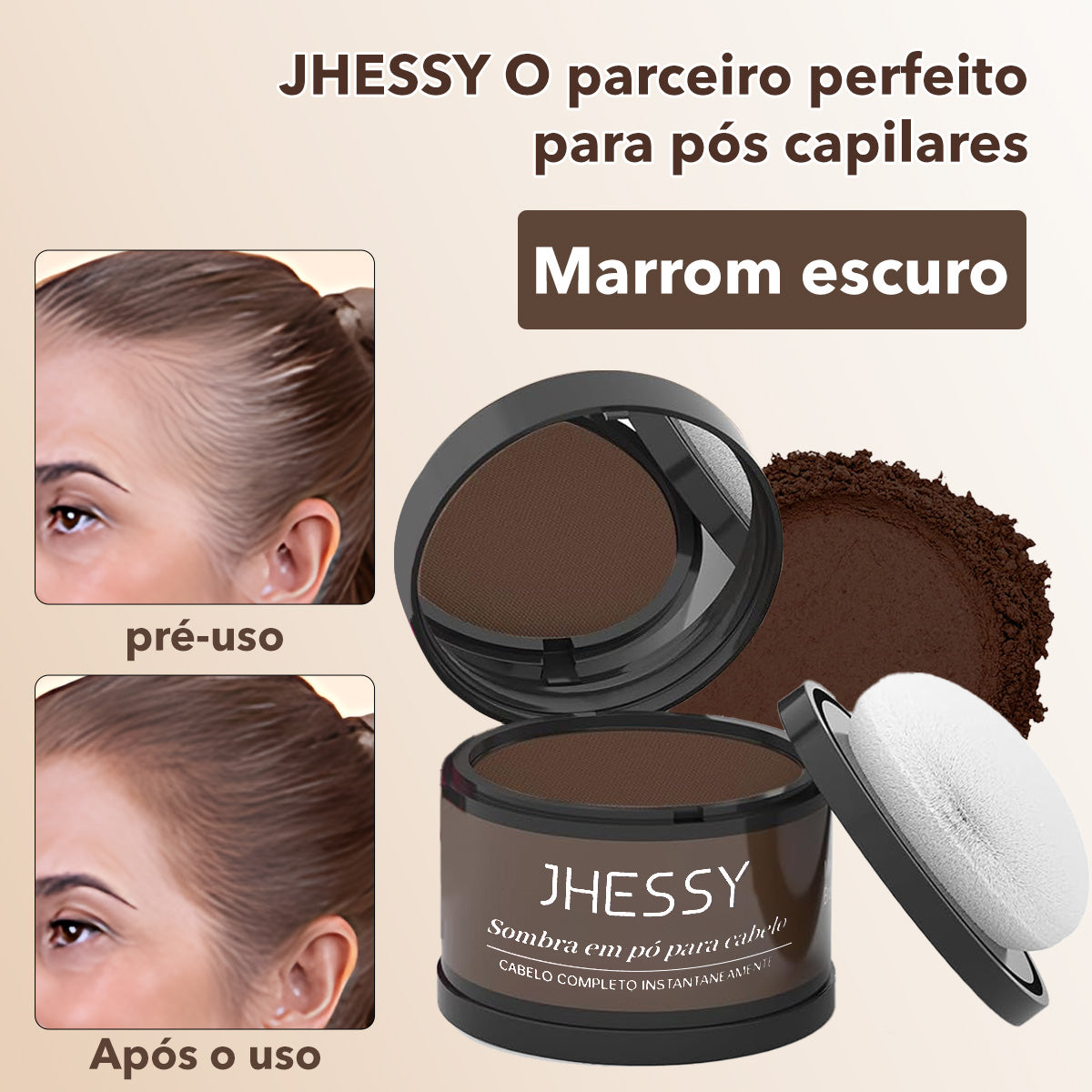 Pó De Retoque Capilar Sombra À Prova D'água Linha Capilar Cobertura Instantânea De Raiz