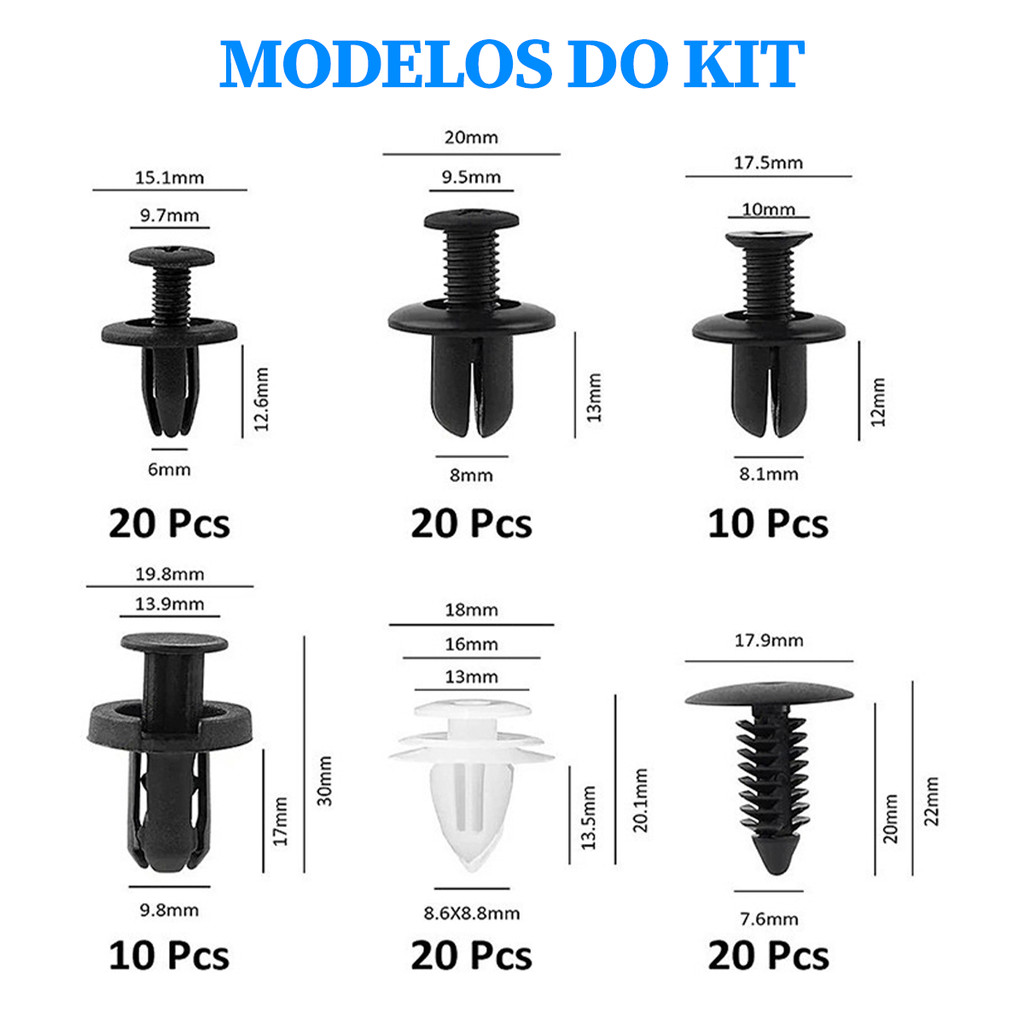 Kit 100 150 800 Presilhas Grampos Fixadores Carro Veiculo Parabarro Escolha a Quantidade!