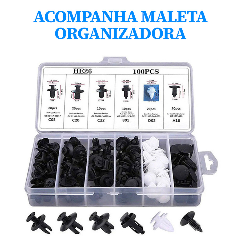 Kit 100 150 800 Presilhas Grampos Fixadores Carro Veiculo Parabarro Escolha a Quantidade!