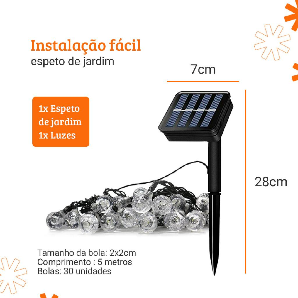 Pisca Pisca Varal Lâmpadas Solar 30 Led Enfeites de Natal 5m Cordão Luzes Externo Decoração Jardim Bolinha Iluminação