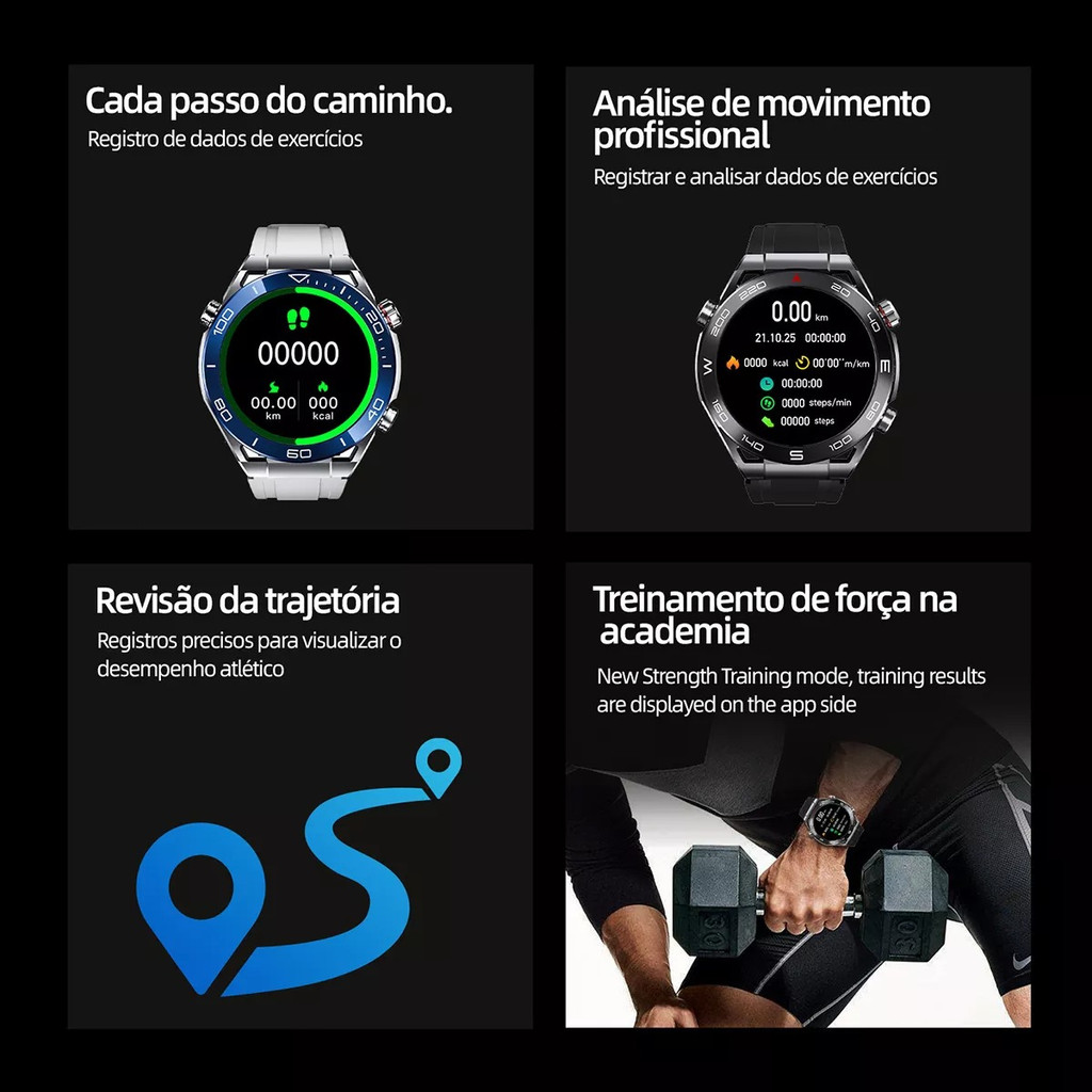 ‌Novo X5 PRO MAX SmartWatch: Chamada Bluetooth, À Prova de Água, Compatível Android e iOS, Design Redondo‌