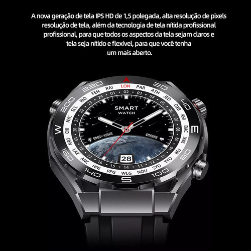 ‌Novo X5 PRO MAX SmartWatch: Chamada Bluetooth, À Prova de Água, Compatível Android e iOS, Design Redondo‌