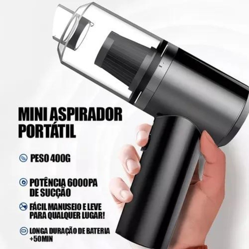Combo Lava a Jato Portátil + Aspirador de Pó Mini – Limpeza Rápida e Prática para Carros
