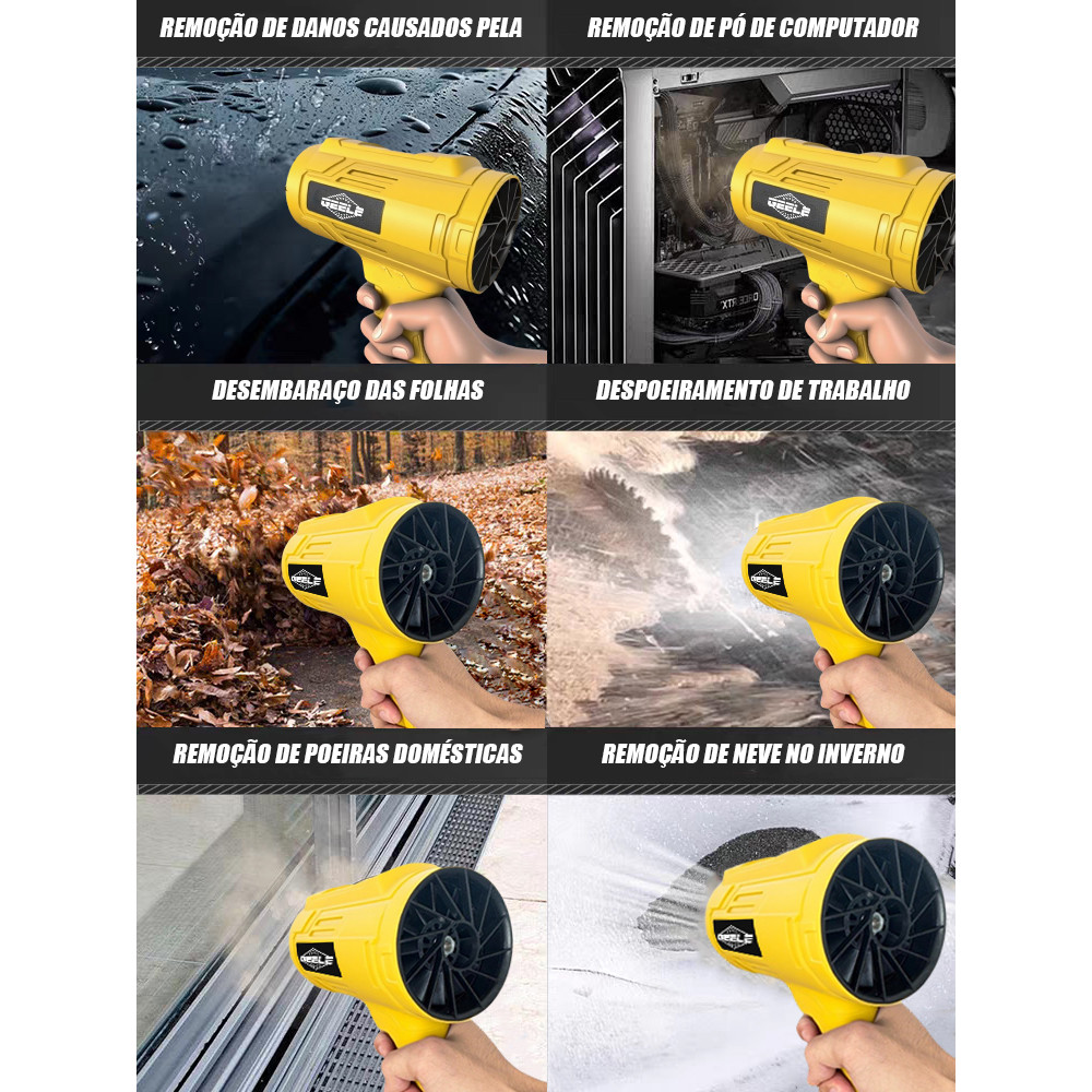 soprador de folhas elétrico 2 baterias bivolt 50000rpm 1200W GEELE