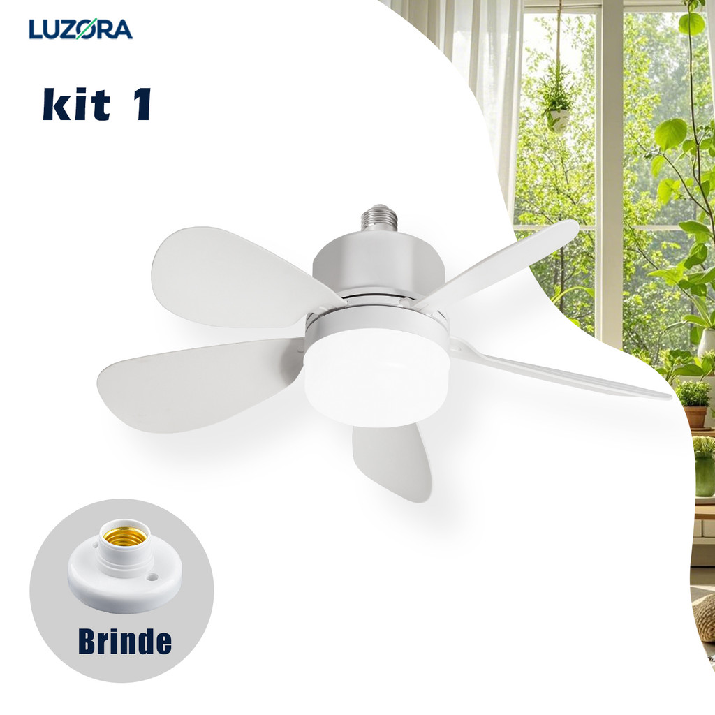 Ventilador de Teto vicii Express®  com Luz Silencioso Controle Remoto Economica E27 Instalação Fácil LED Bivolt