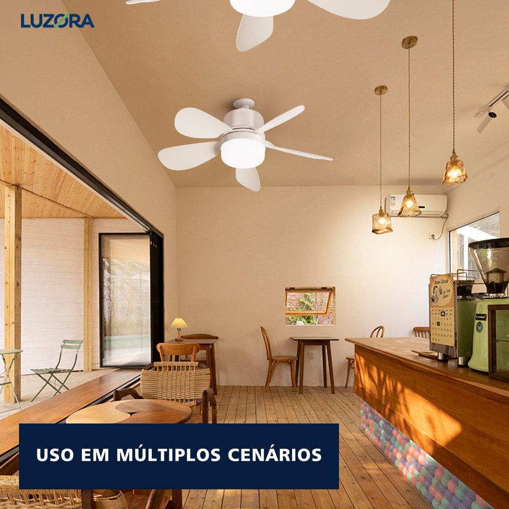 Ventilador de Teto com Luz Silencioso Controle Remoto Economica E27 Instalação Fácil LED Bivolt