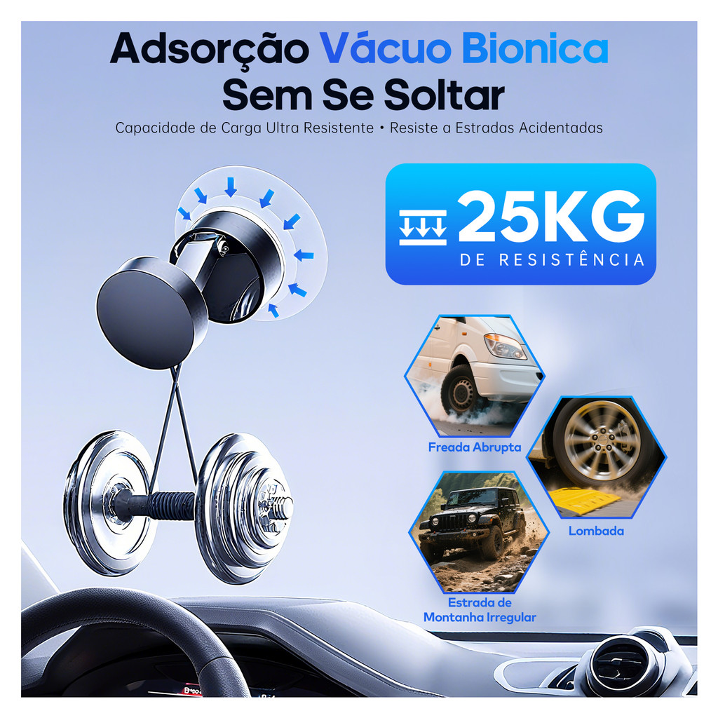Suporte para Celular Magnético Vácuo Forte Ventosa Telefone Sucção Para Carro Portátil Dobrável