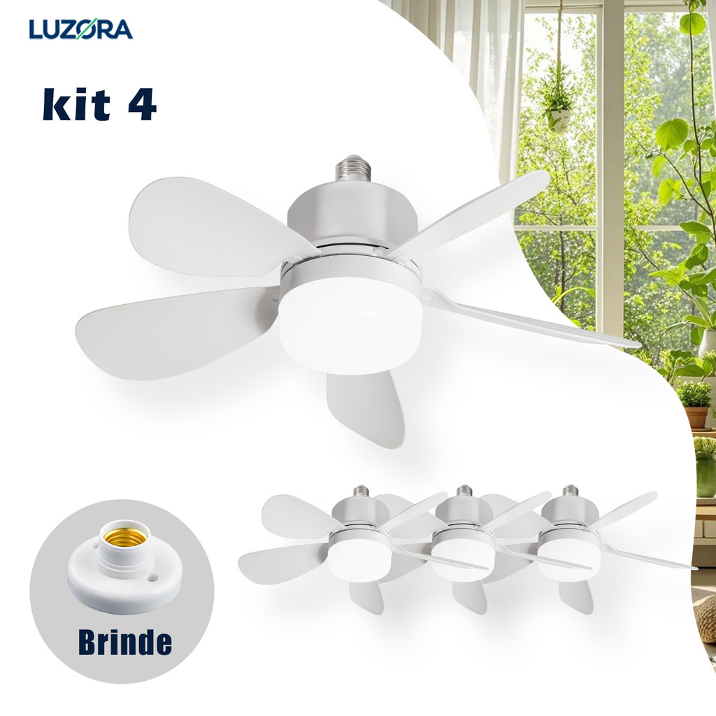 Ventilador de Teto vicii Express®  com Luz Silencioso Controle Remoto Economica E27 Instalação Fácil LED Bivolt