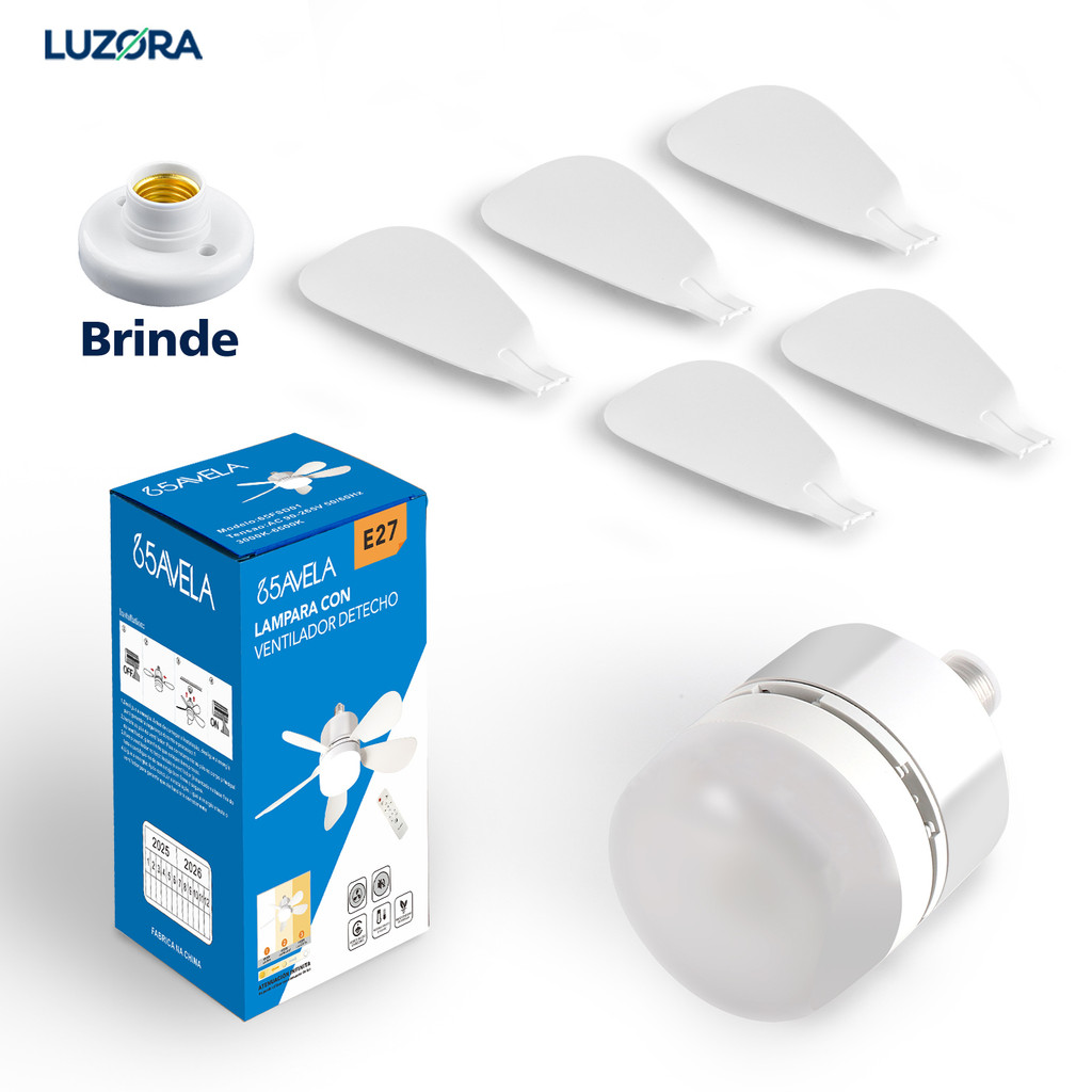 Ventilador de Teto com Luz Silencioso Controle Remoto Economica E27 Instalação Fácil LED Bivolt